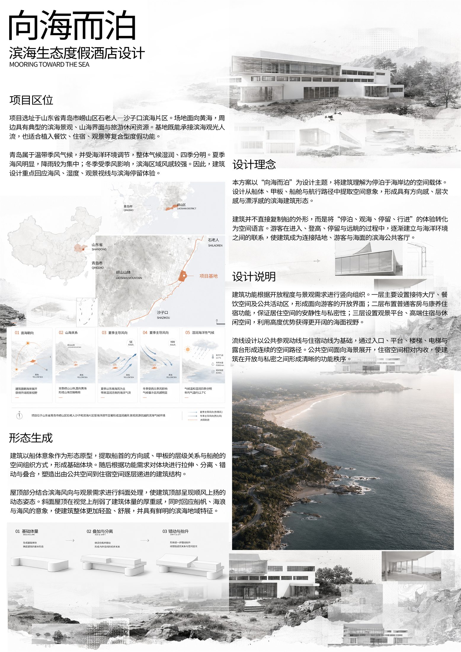 向海而泊海滨空间设计展板